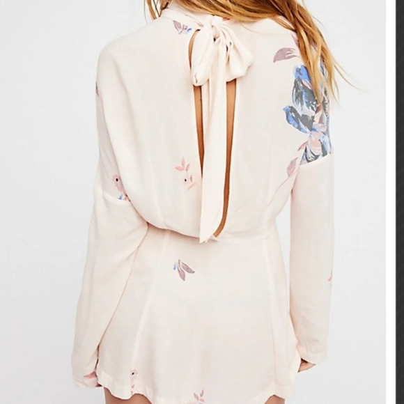 Free People Alabaster Combo Floral Long Sleeve Tunic Mini Dress Size Small - Picture 3 of 16